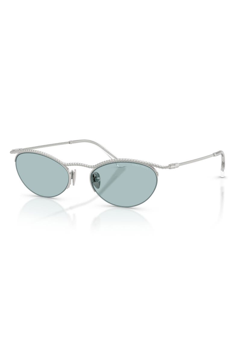 AX Armani Exchange 50mm Semi Rimless Butterfly Sunglasses, Alternate, color, Silver / Blue