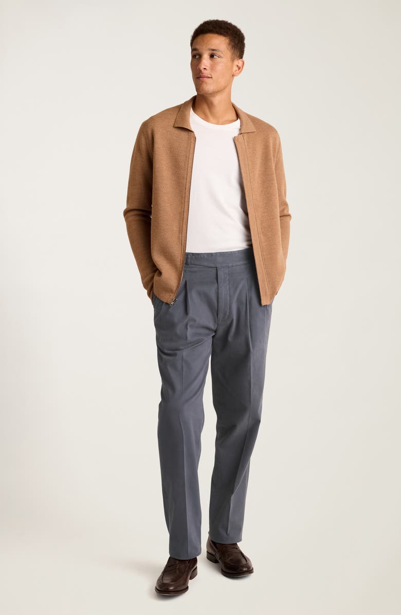 Bonobos Italian Stretch Cotton Pleat Front Pants, Alternate, color, India Ink