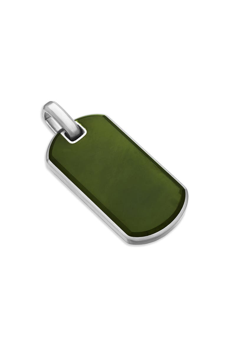 Jade Tag Pendant Necklace in Sterling Silver and Nephrite Jade, Alternate, color, JADE