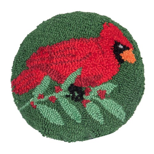 C & F Home C&f Home Christmas Round Hooked Pillows In Green