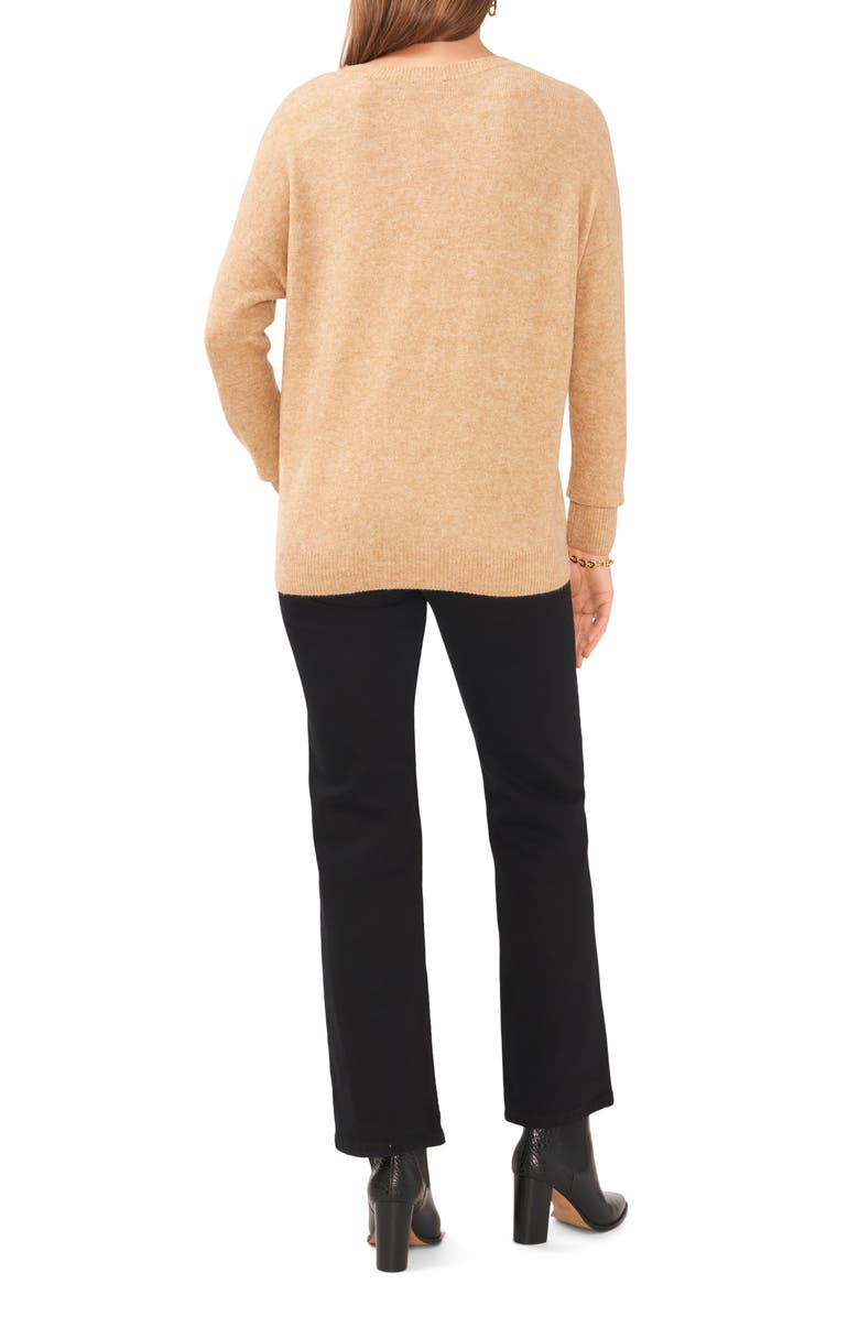 Vince Camuto Drop Shoulder V-Neck Sweater, Alternate, color, Latte Hthr