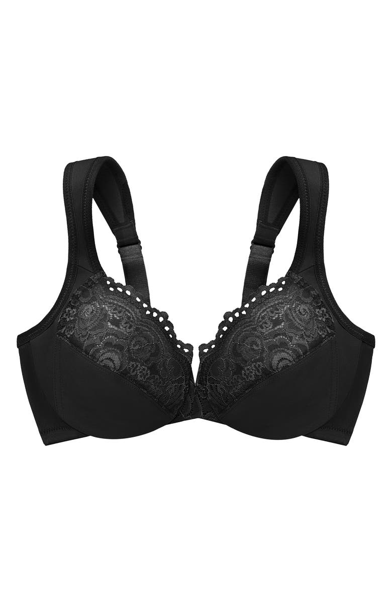 Glamorise WonderWire<sup>®</sup> Low Cut Lace Underwire Bra, Alternate, color, Black