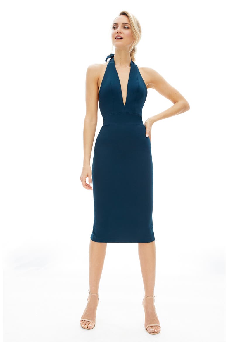 Vanessa Halter Body-Con Midi Dress, Alternate, color, PINE