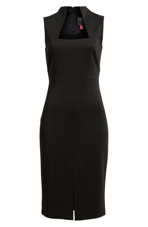 Vince Camuto Laser Cut Scuba Crepe Sheath Dress In Black