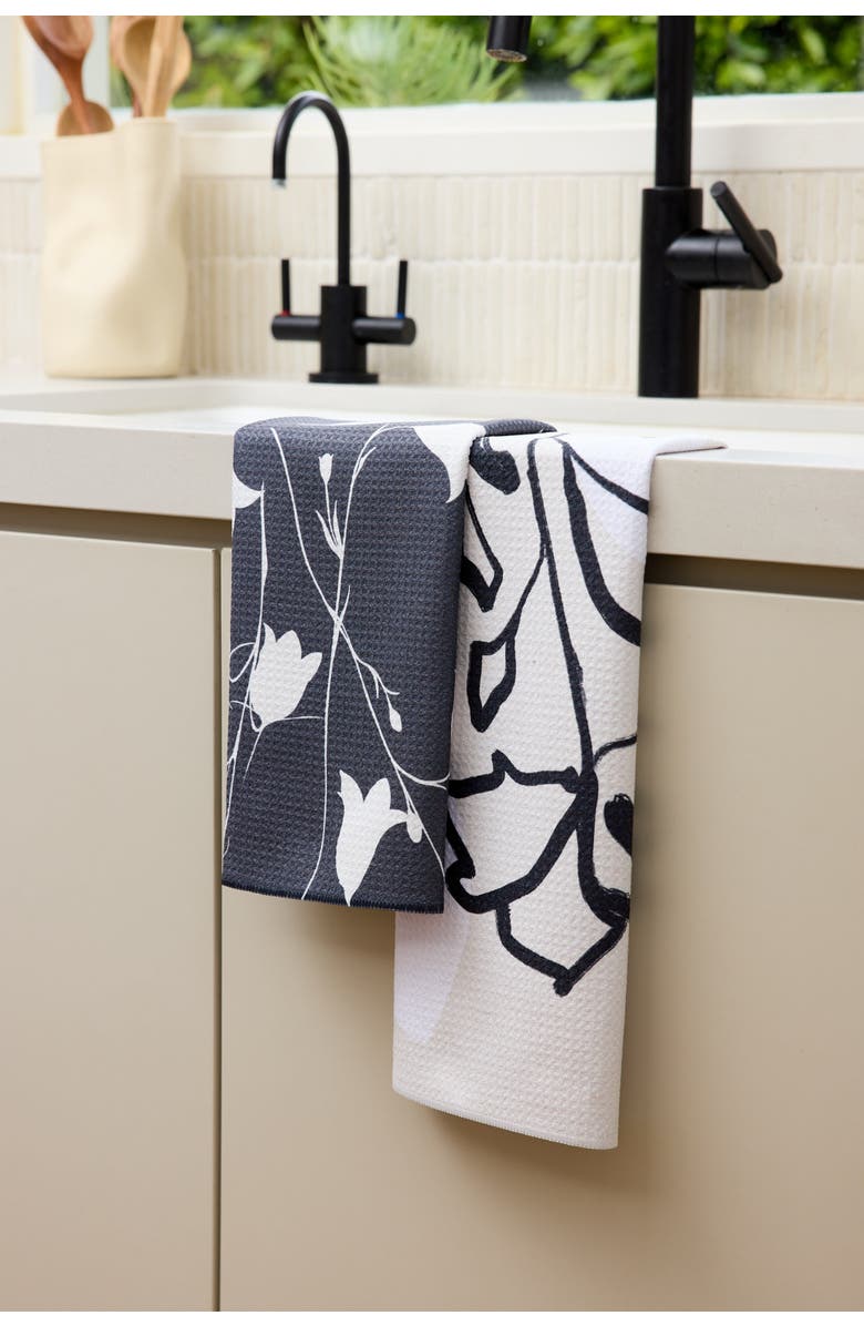 Geometry Kitchen Tea Towel Set, Alternate, color, Flora Flow