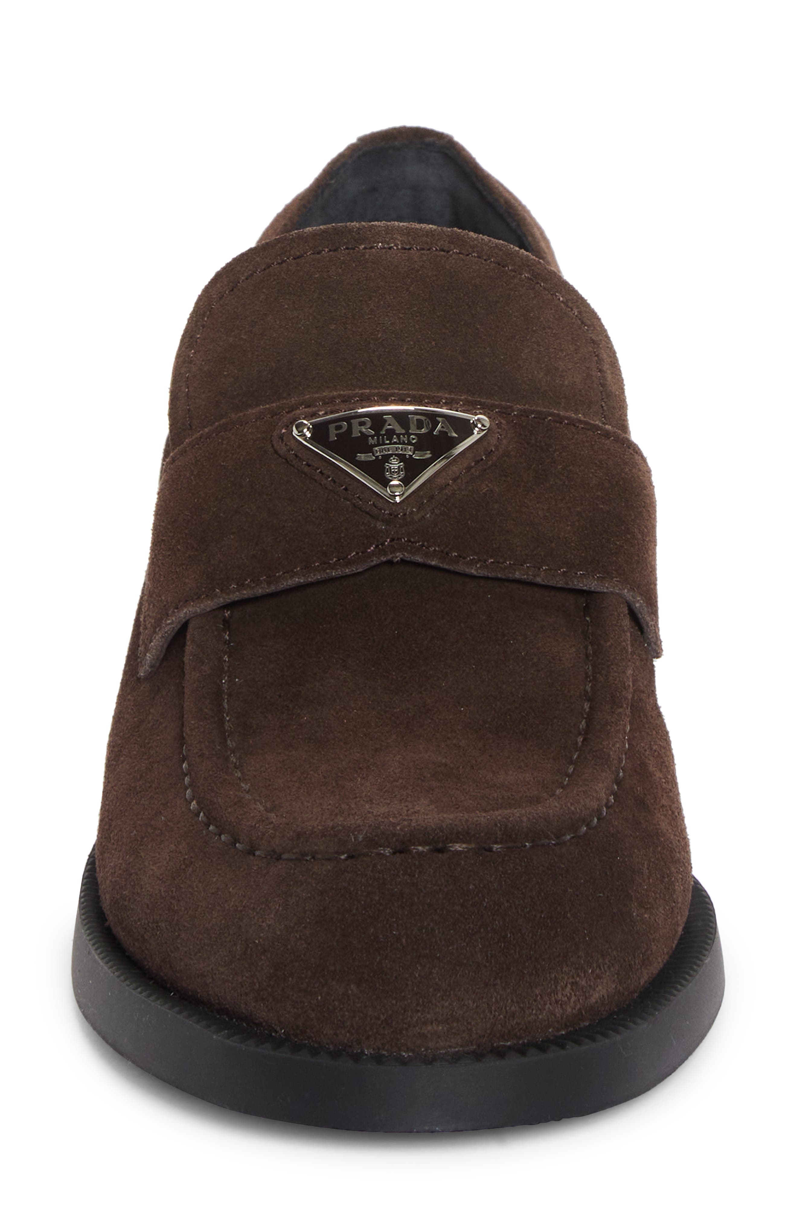 Prada Triangle Logo Loafer, Alternate, color, 