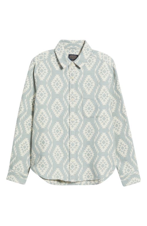 Pendleton Long Beach Cotton Chamois Button-up Shirt In Misty Blue