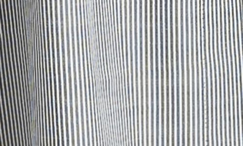 Max Studio Stripe Short Sleeve Maxi Shirtdress In Black/off White Mini Stripe