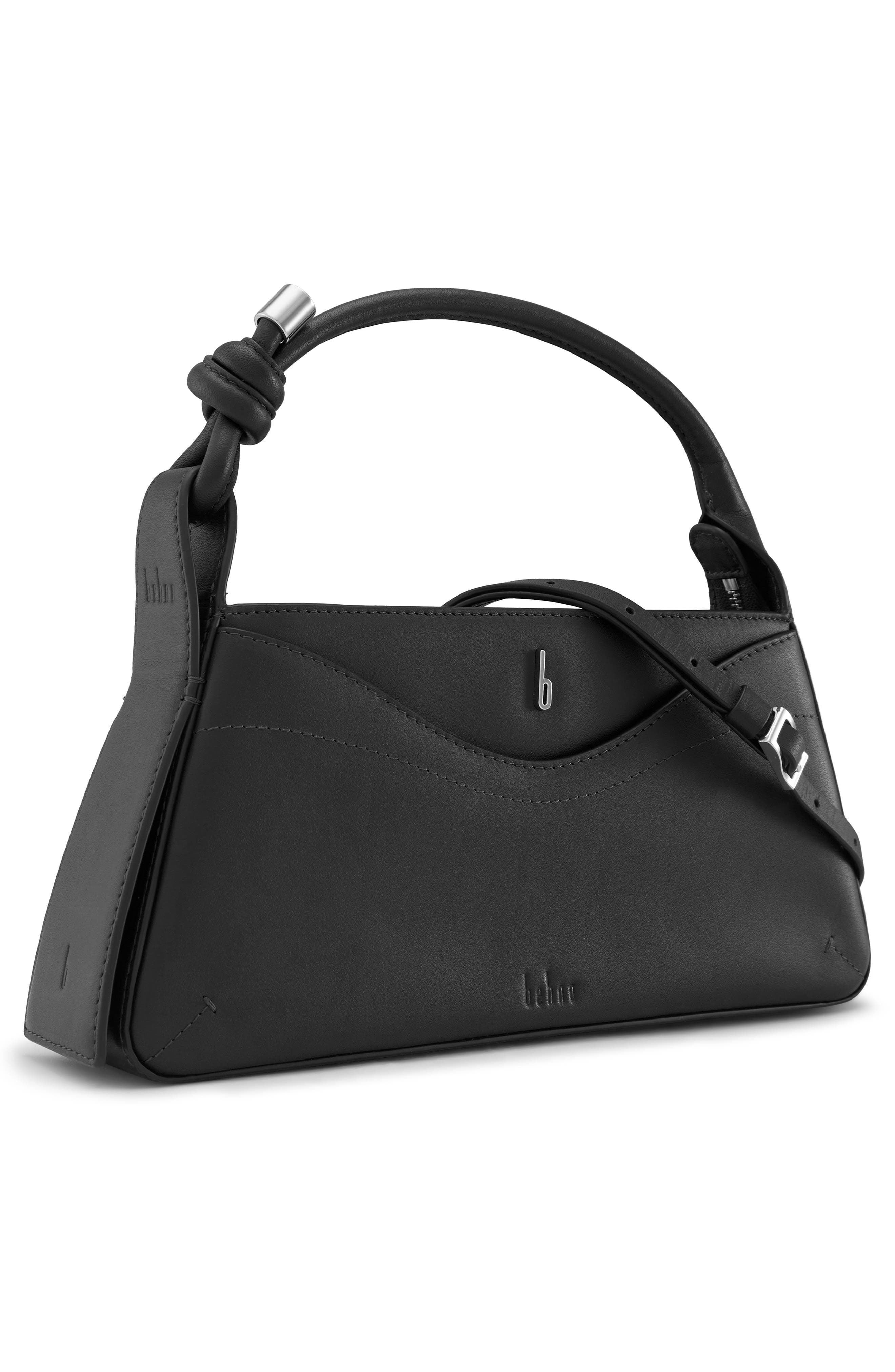 behno Melina Leather Crossbody Satchel, Alternate, color, Black