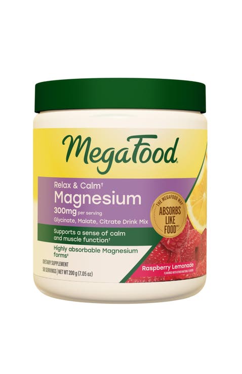 Relax & Calm Magnesium Drink Mix with Magnesium Glycinate, Citrate & Malate, Raspberry Lemonade, 7.05oz