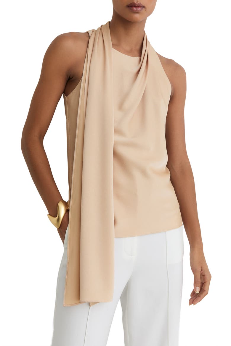 Taylor Crepe Scarf Neck Top, Main, color, NEUTRAL