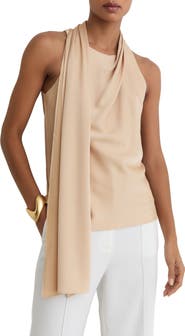 Reiss Taylor Crepe Scarf Neck Top