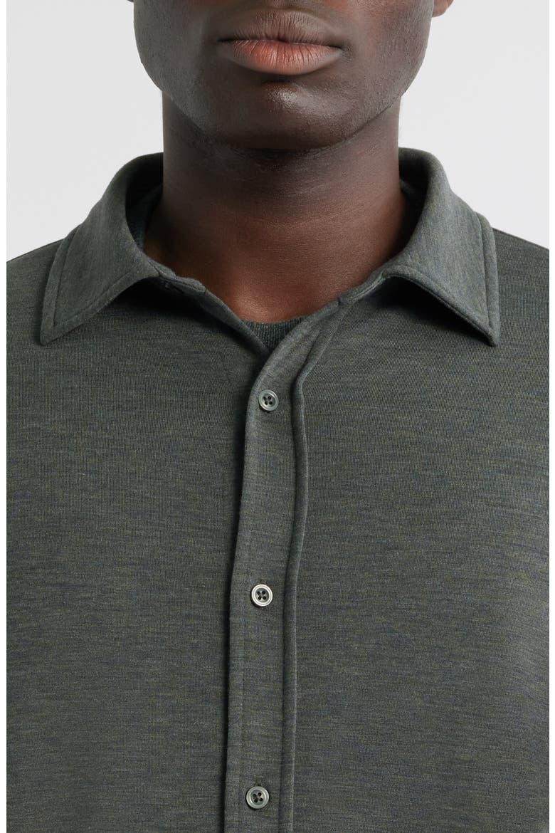 Knit Button-Up Shirt, Alternate, color, GREEN DUFFEL HEATHER