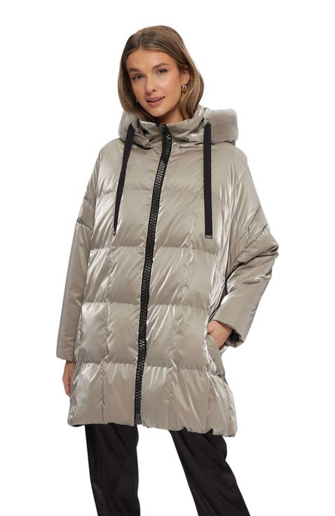 Quilted Coat With Genuine Shearling