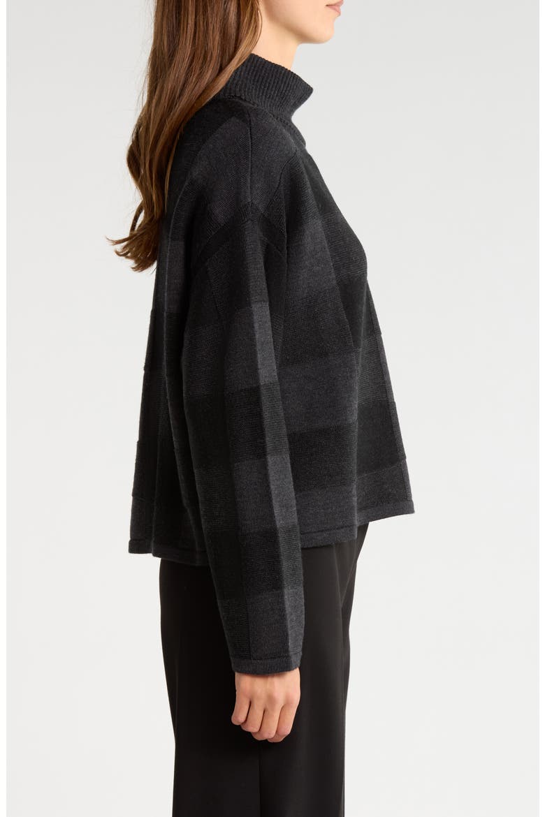 Stripe Wool Turtleneck Sweater, Alternate, color, BLACK/ CHARCOAL