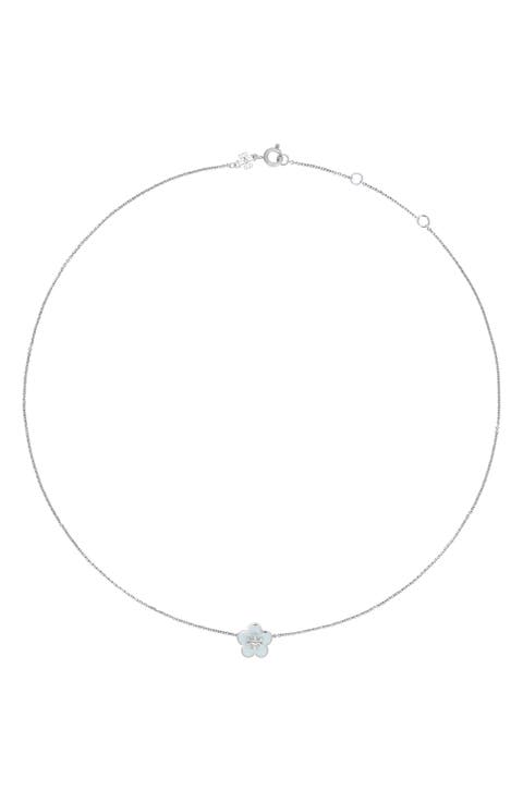 Forget Me Not Enamel Pendant Necklace