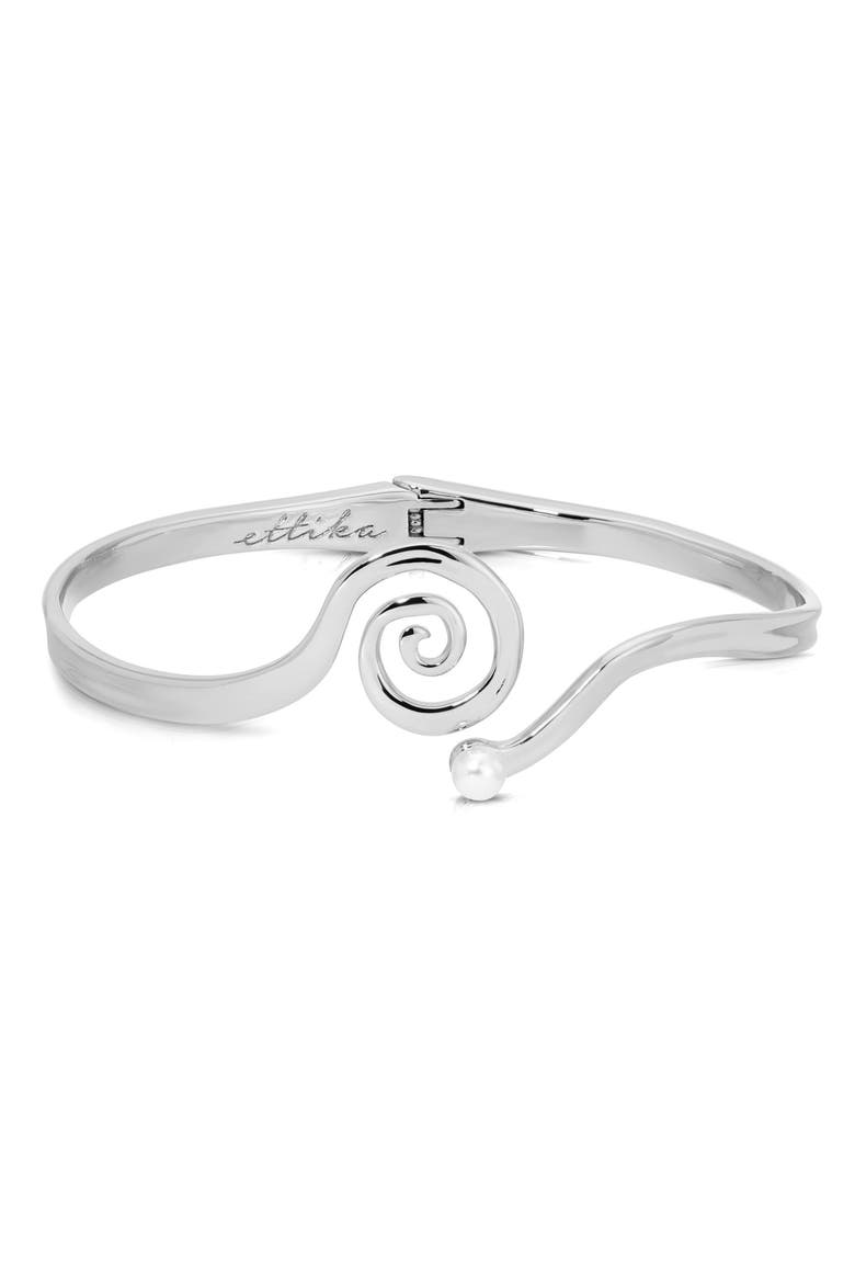 Mini Aura Swirl Cuff Bracelet, Main, color, SILVER