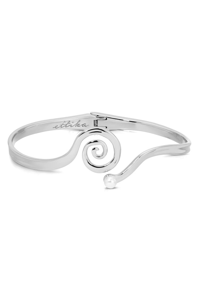 Ettika Mini Aura Swirl Cuff Bracelet, Main, color, Silver