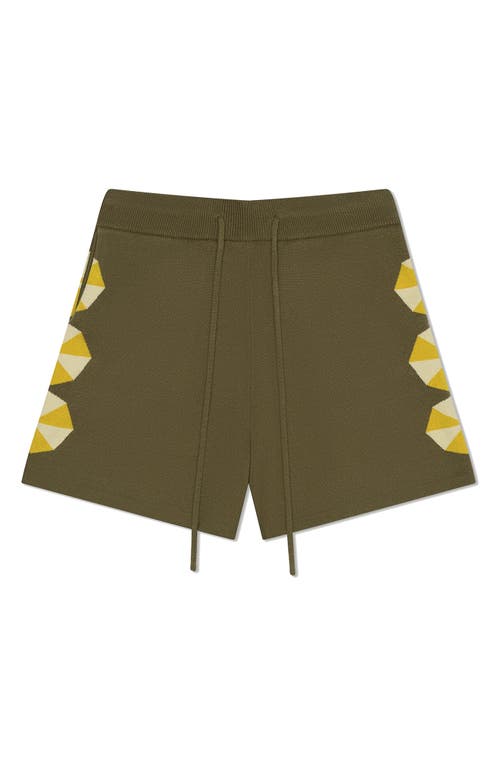 MAVRANS Umbrella Drawstring Sweater Shorts in Green 