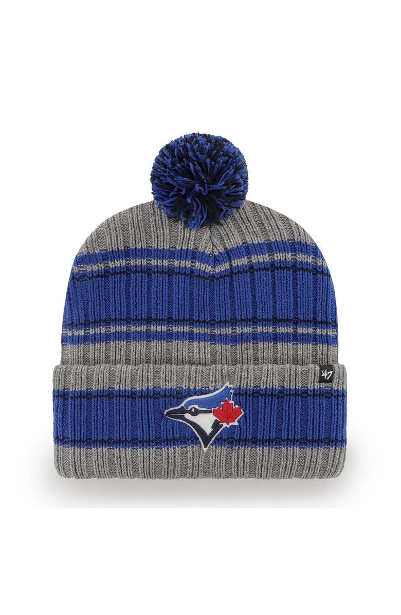'47 Men's '47 Gray Toronto Blue Jays Rexford Cuffed Knit Hat with Pom, Main, color, 