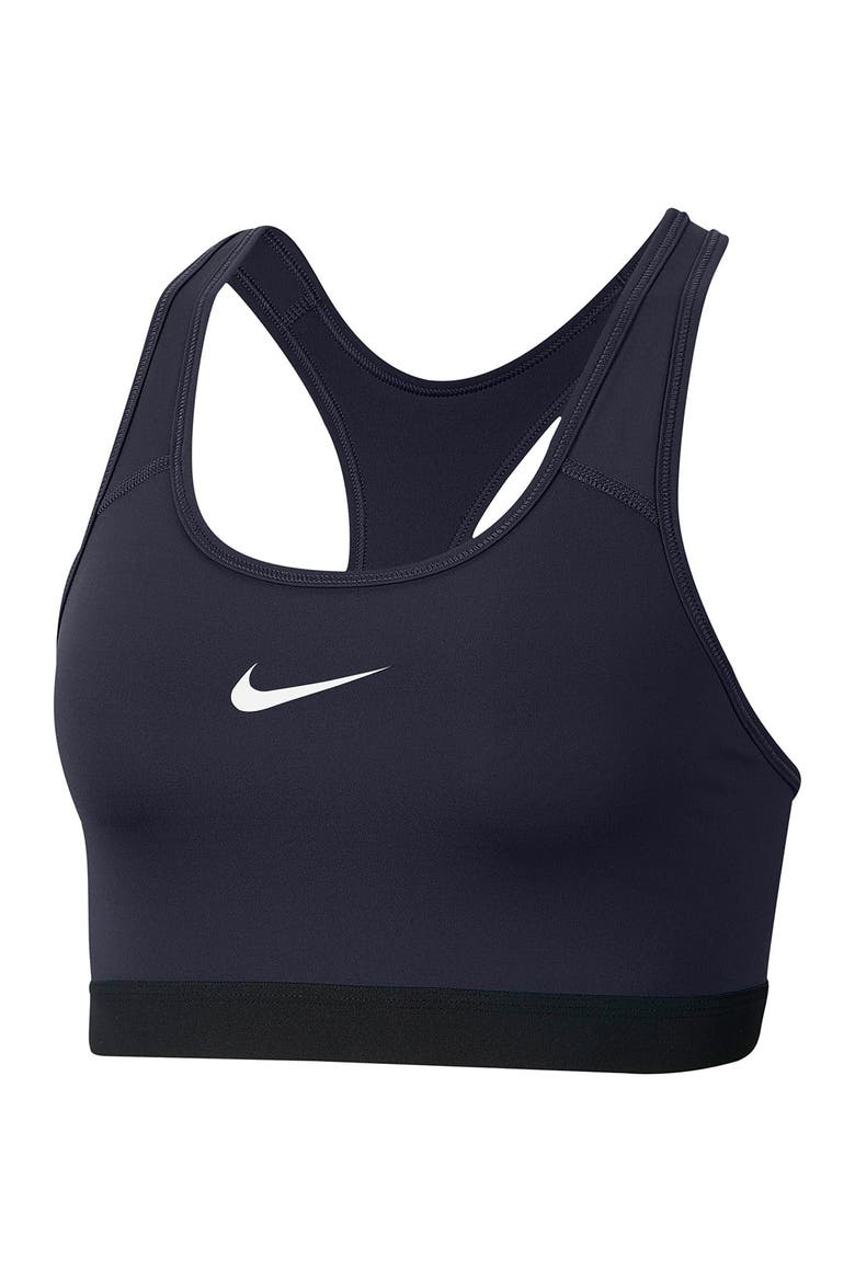 Dri-FIT Swoosh Racerback Sports Bra, Main, color, OBSIDN/WHITE