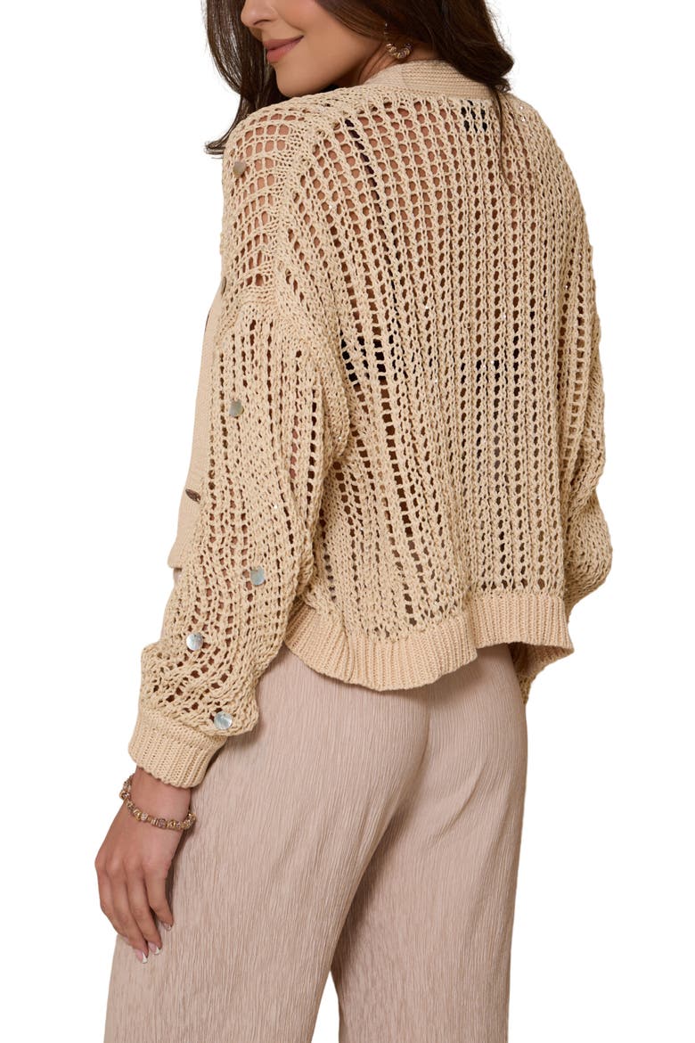 Faux Pearl Embellished Cardigan, Alternate, color, BEIGE
