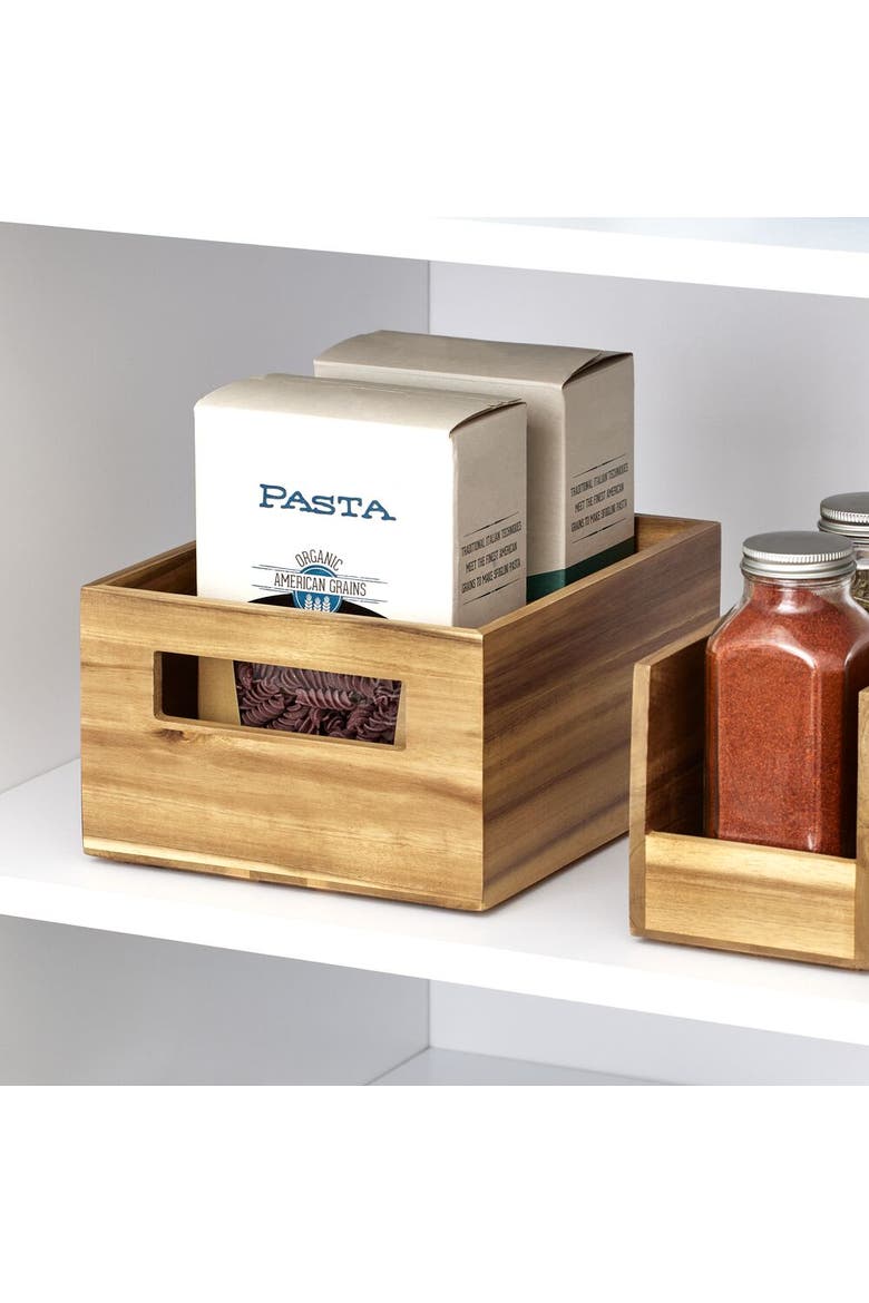 Acacia Wood Pantry Storage Bin with Handles, Alternate, color, Natural