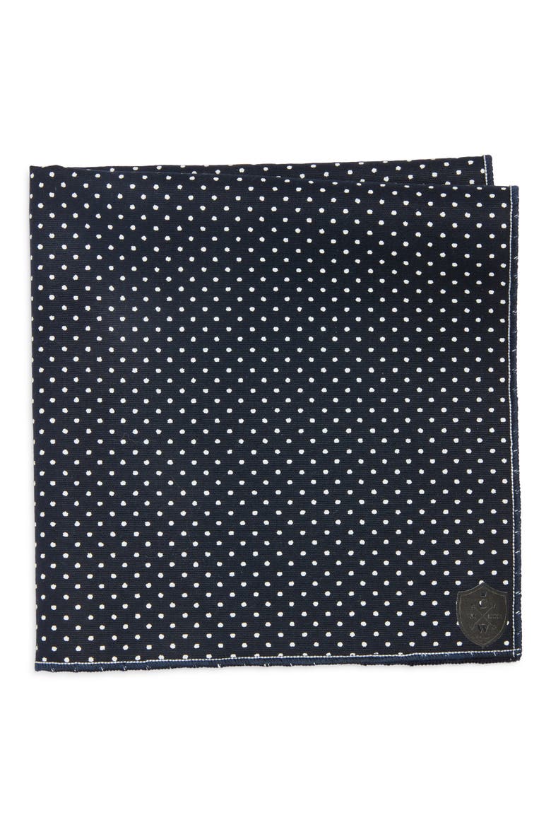 Polka Dot Cotton Pocket Square, Main, color, NAVY