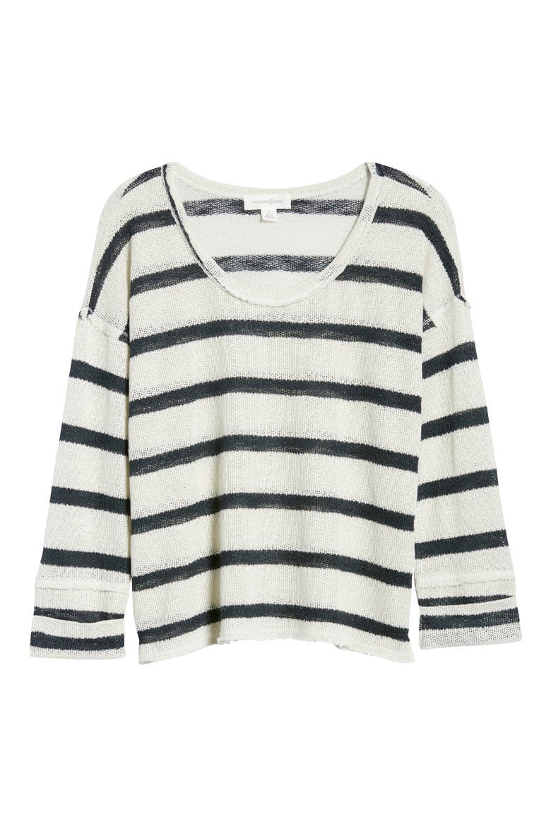 Lightweight Stripe Sweater, Alternate, color, IVORY- BLACK
