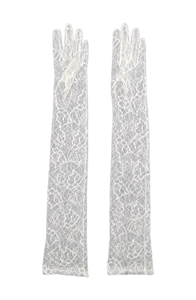 Agnelle Long Lace Gloves, Main, color, White