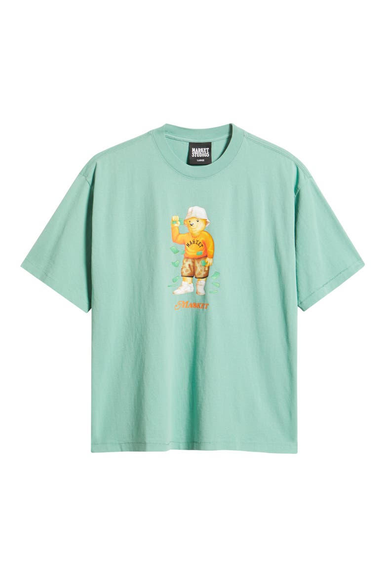 Making It Rain Bear Graphic Cotton T-Shirt, Alternate, color, GREEN