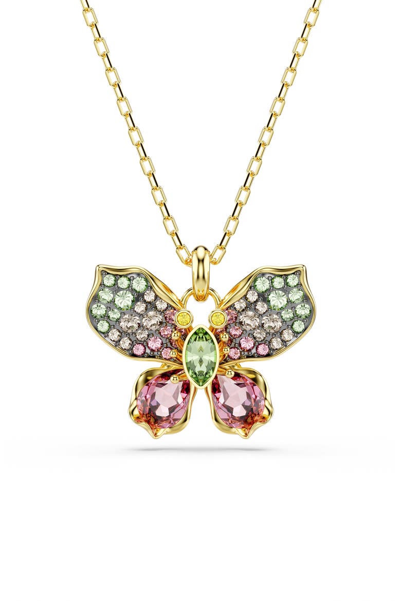 Idyllia Butterfly Pendant Necklace, Main, color, GOLD MULTI