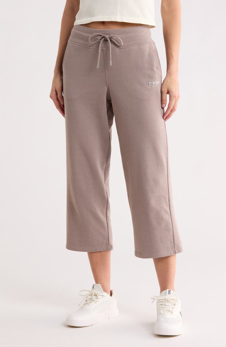 DKNY Drawstring Waist Crop Pants, Main, color, Mushroom