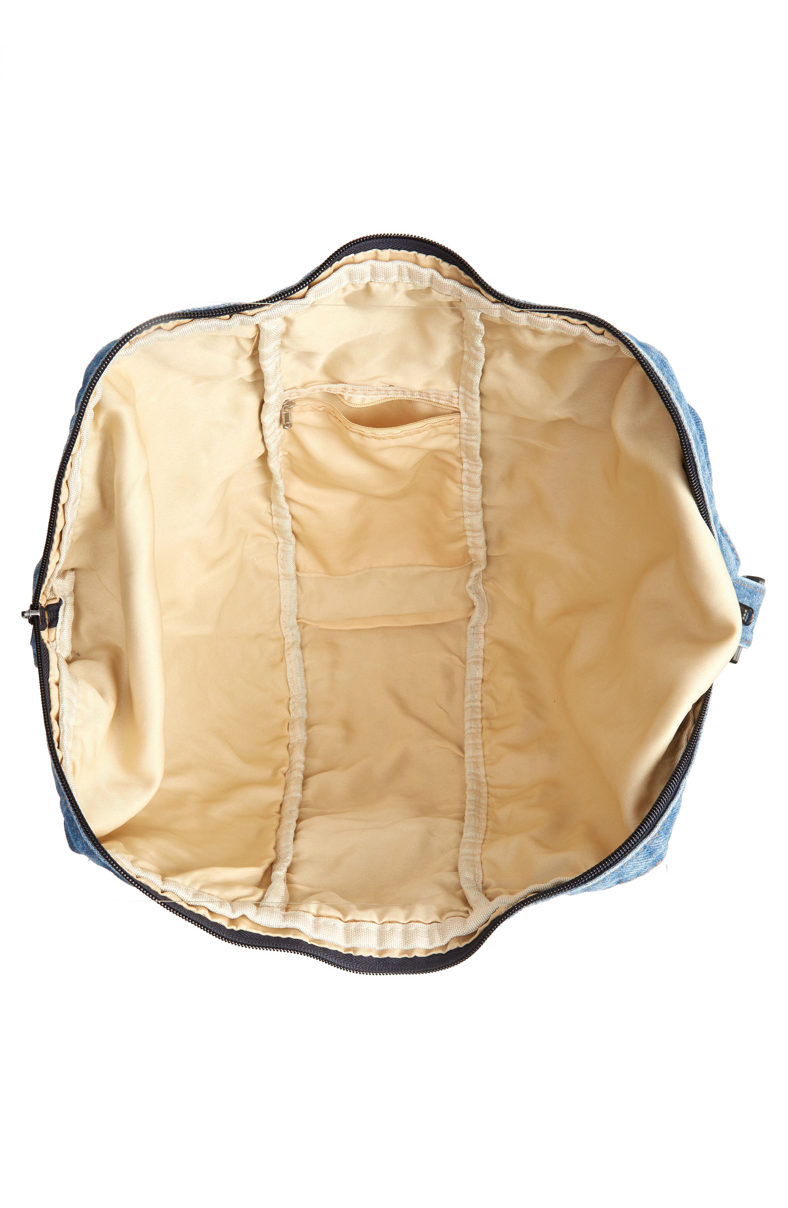 Rainbow Unicorn Birthday Surprise Denim Crossbody Bag, Alternate, color, 