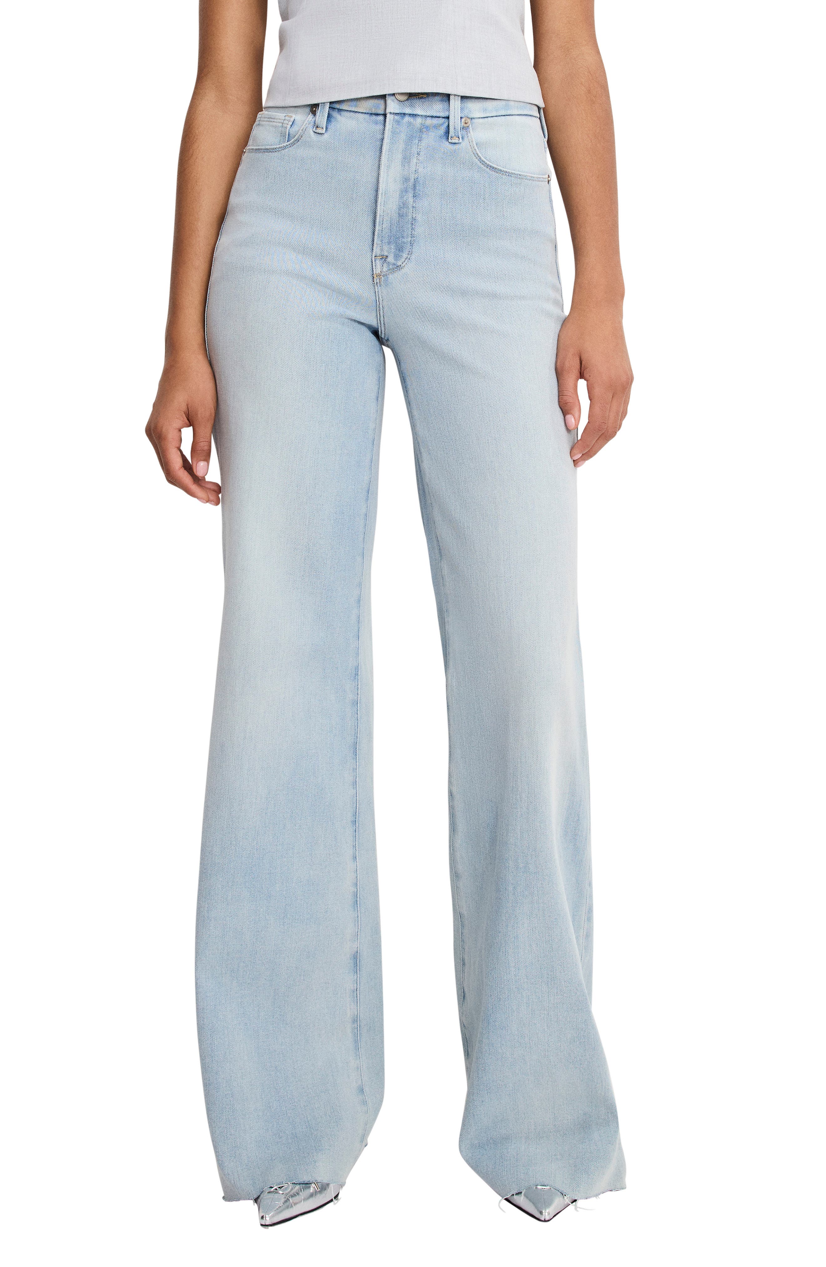 Good American Soft-Tech Good Waist Palazzo Jeans