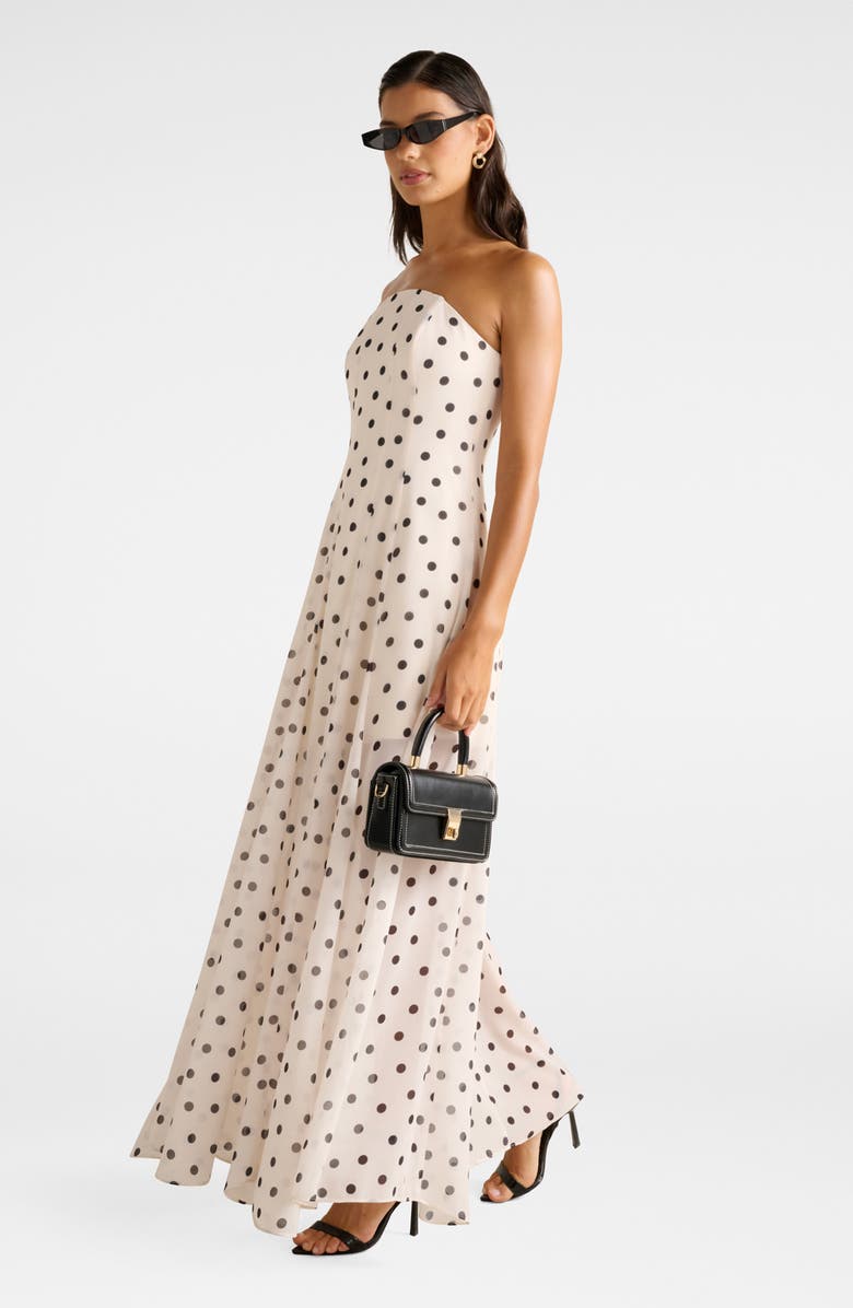 Ever New Kimora Dot Print Strapless Maxi Dress, Alternate, color, Porcelain Spot