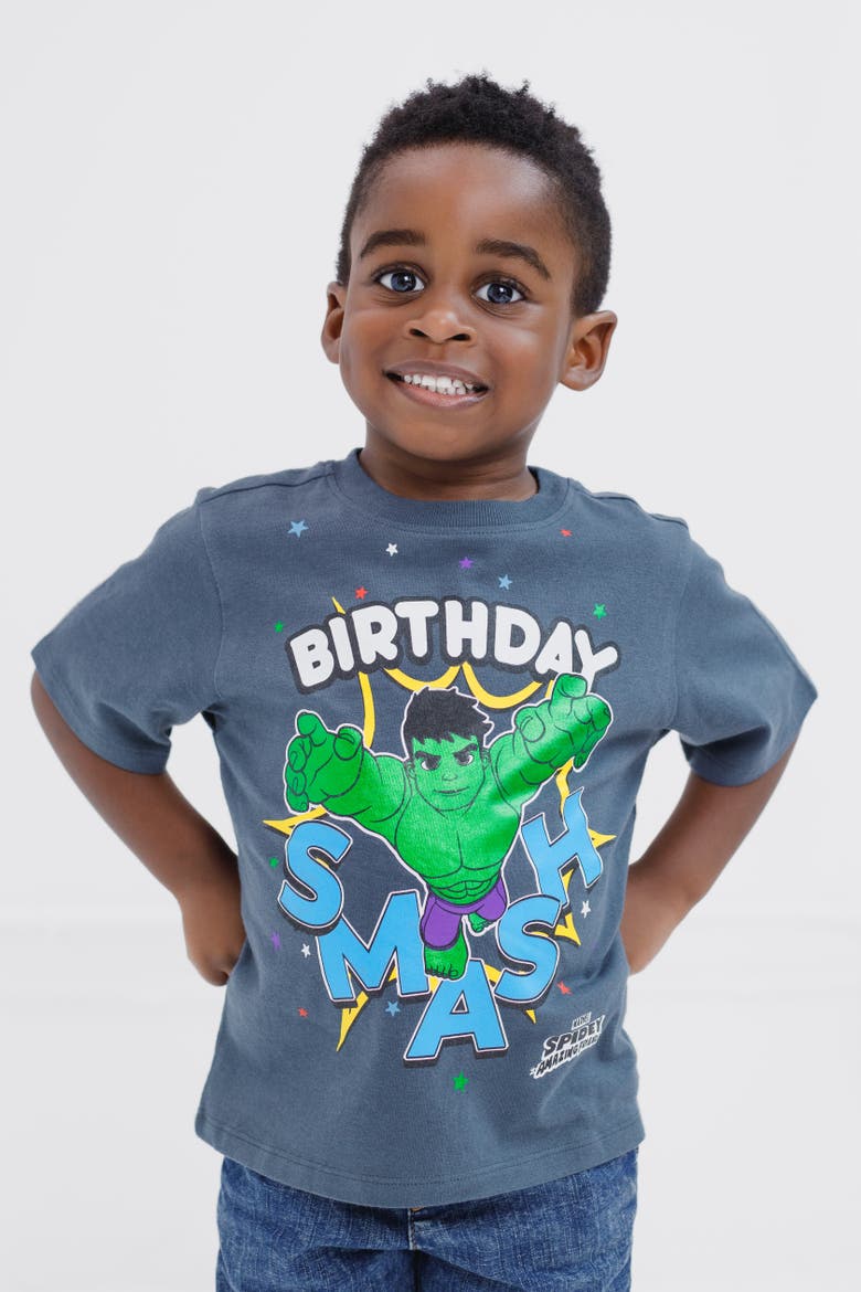 Spidey and His Amazing Friends Graphic Short Sleeve T-Shirt, Alternate, color, Hulk Dark Grey