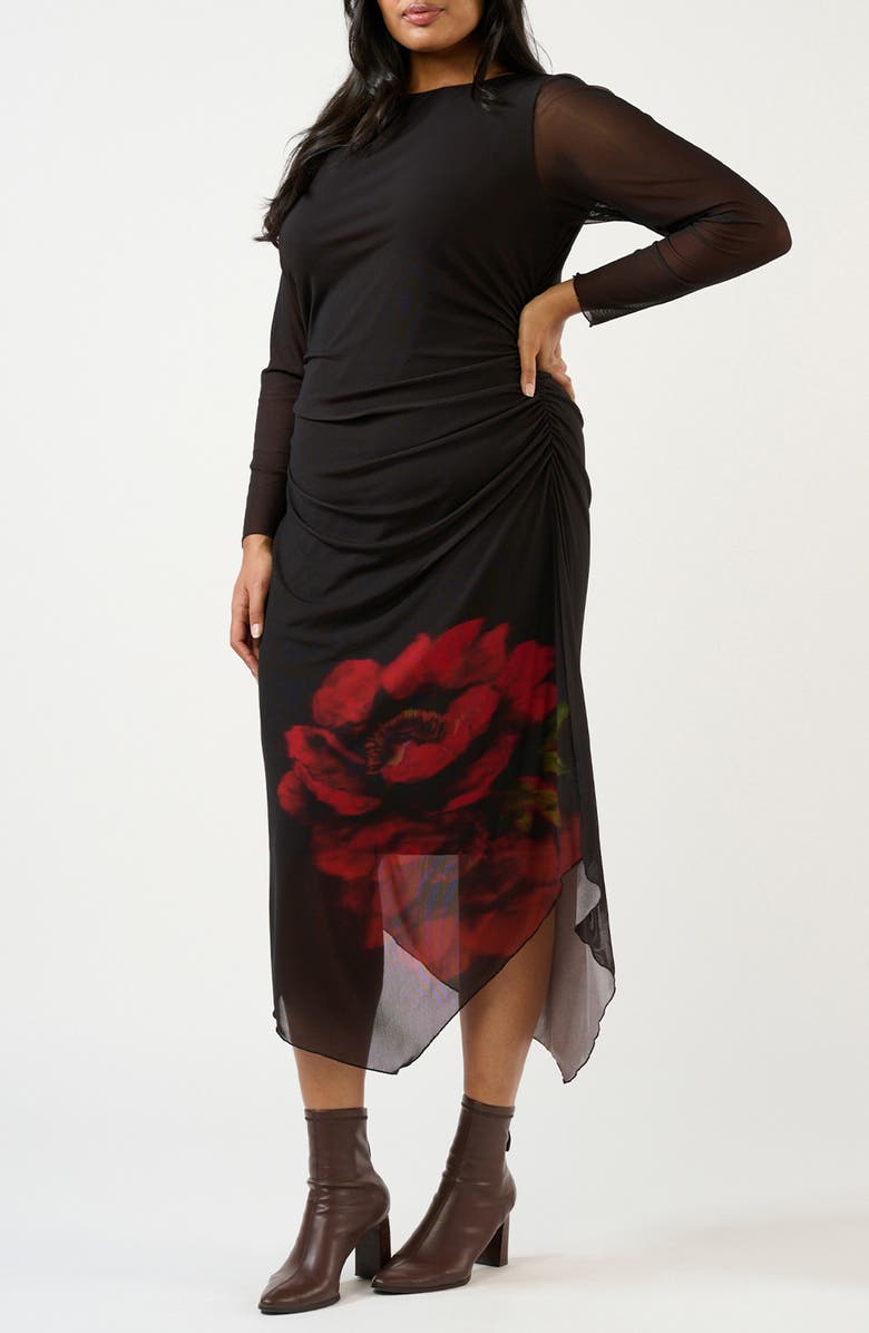 Estelle Raya Ruched Long Sleeve Maxi Dress, Alternate, color, Chocolate Rose