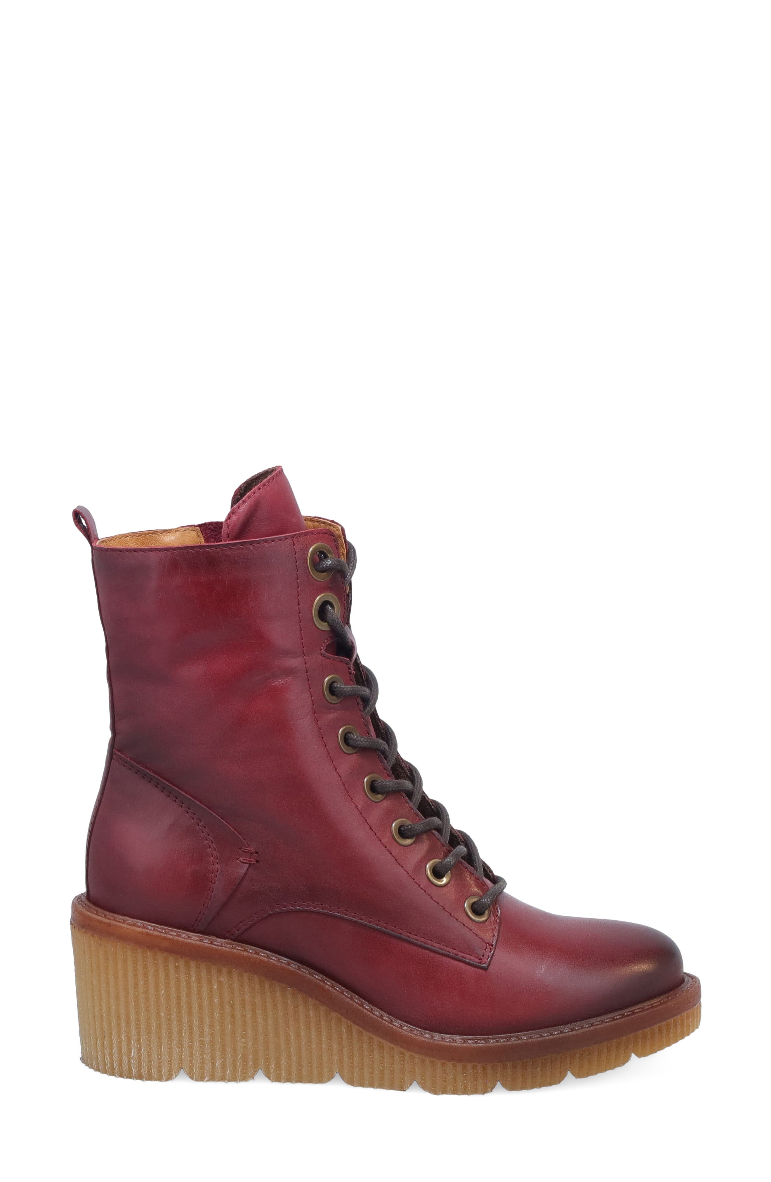 Adrienn Leather Wedge Bootie, Alternate, color, BORDEAUX