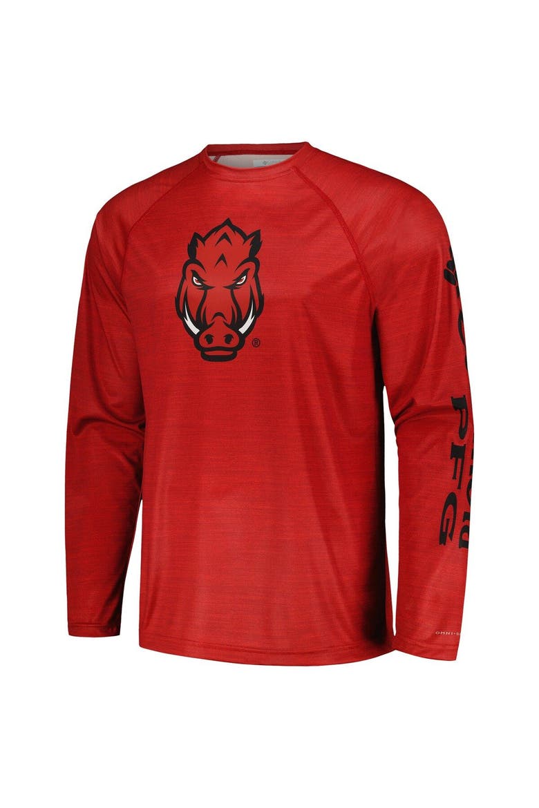 Men's Columbia  Cardinal Arkansas Razorbacks PFG Terminal Tackle Omni-Shade Raglan Long Sleeve T-Shirt, Alternate, color, Cardinal