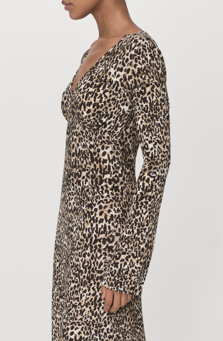 MANGO Print Long Sleeve Maxi Dress, Alternate, color, Black Cheetah