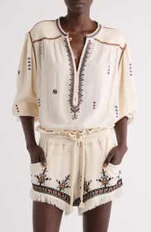 Isabel Marant Étoile Pelson Embroidered Peasant Top