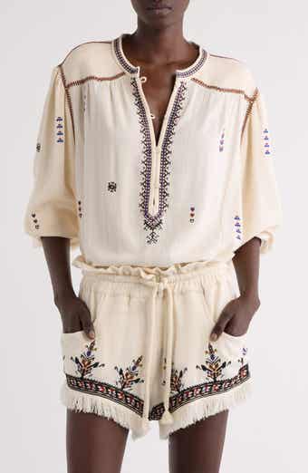 Isabel Marant Étoile Pelson Embroidered Peasant Top