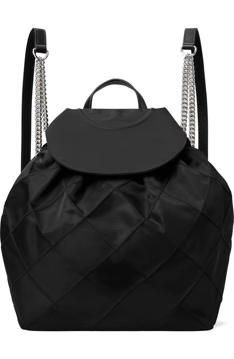 Tory Burch Fleming Nylon Backpack, Main, color, Black