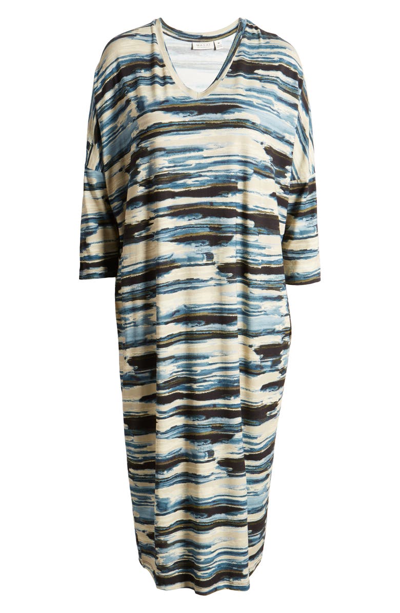 Masai Copenhagen Nyrini Abstract Print V-Neck Midi Dress, Alternate, color, 