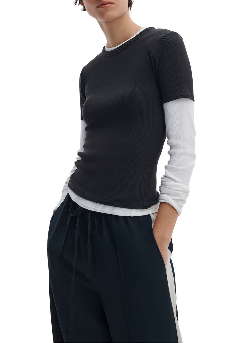 The Essential Rib T-Shirt, Main, color, BLACK