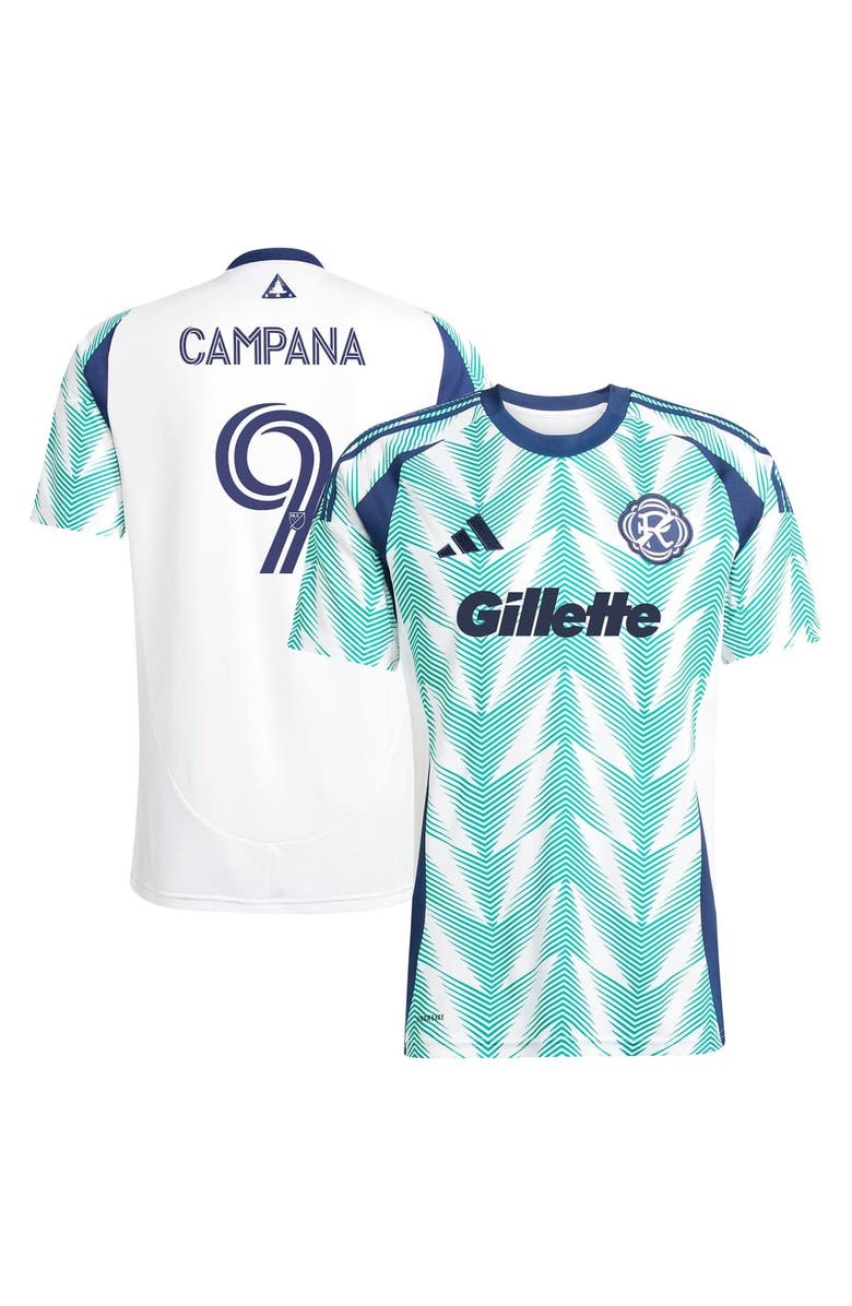 adidas Men's adidas Leonardo Campana White New England Revolution 2025 Eastern White Pine x Flag of New England Replica Player Jersey, Main, color, 