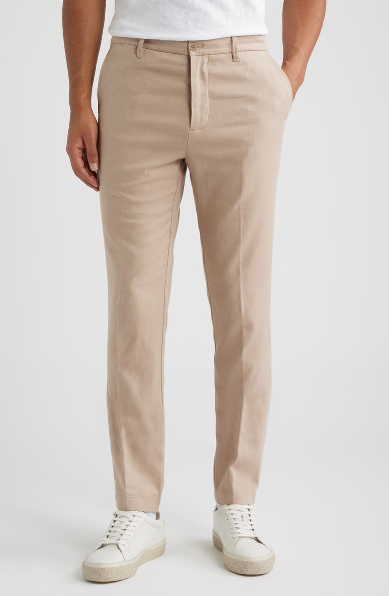 Bugatchi Aerolinen Linen Blend Chinos, Main, color, Desert