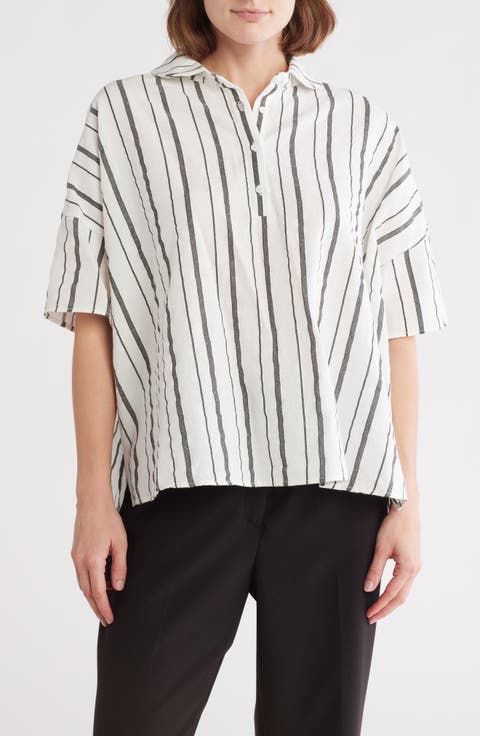 Stripe Short Sleeve Button-Up Shirt