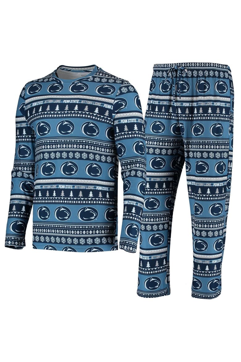 Men's Concepts Sport Navy Penn State Nittany Lions Ugly Sweater Knit Long Sleeve Top and Pant Set, Main, color, Navy